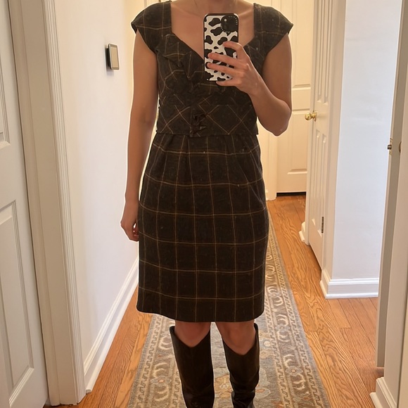 Nanette Lepore Wool Plaid Dress Size 2 - Picture 2 of 7